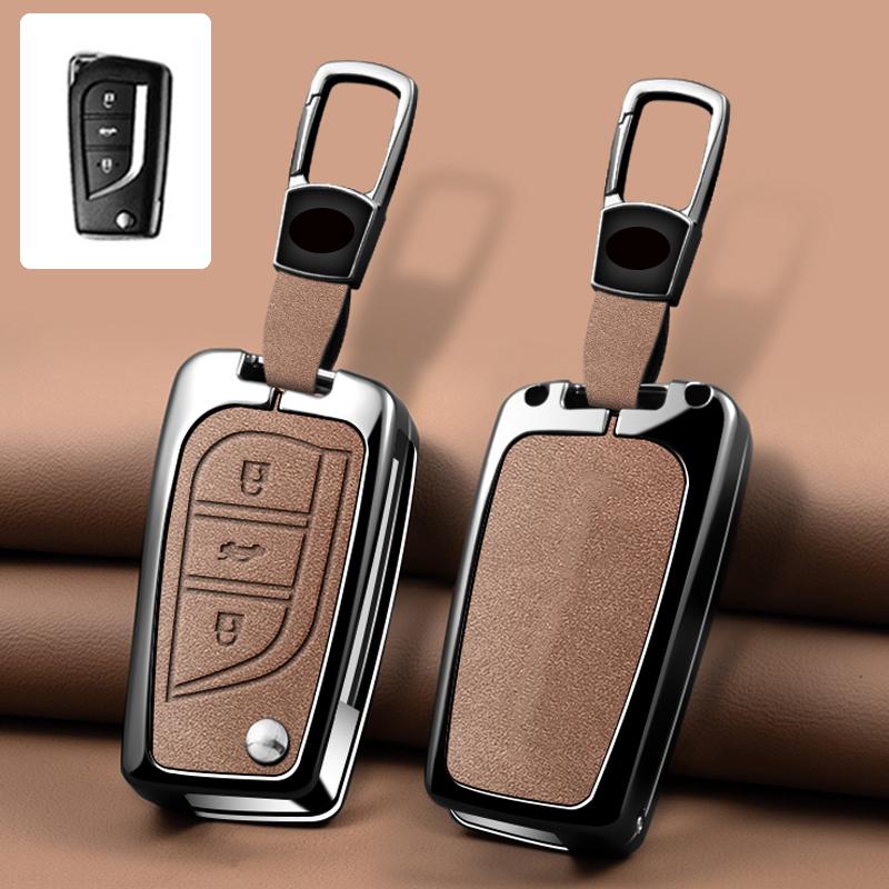 Zinc Alloy Leather Car Key Case For Toyota Auris Corolla Avensis Verso Yaris Aygo Scion Tc Im Camry Rav4 Forturner Hilux Key Fob
