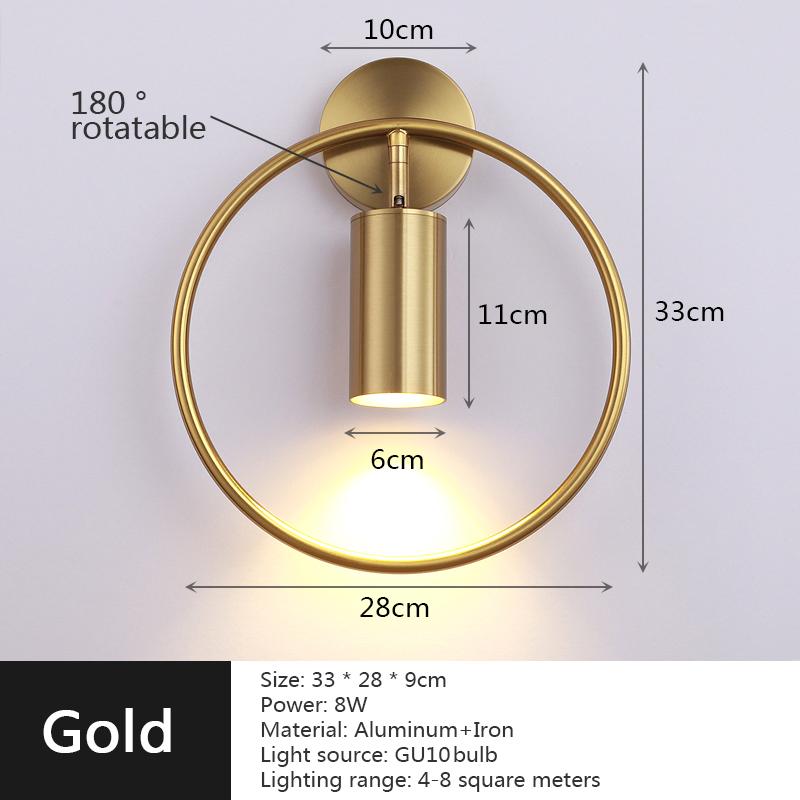 Modern Round Wall Lamp Black/Gold Luxury Metal Wall Lamp Used For Staircase Bedside Sofa Background Wall And Decorative Lighting