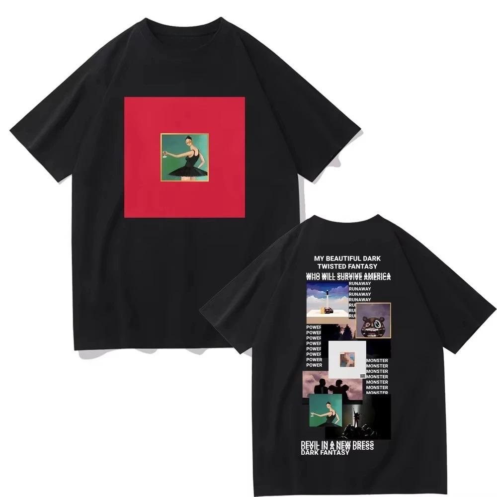 T-shirt Hip Hop Vintage Rapper Kanye West My Beautiful Dark Twisted Fantasy Copertina T-shirt Donda The College Dropout T-shirt