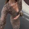 Haine Noi Femei Tricotaje Goale Broderie Paiete Modă Sexy Rochie de Banchet Rochie Skinny