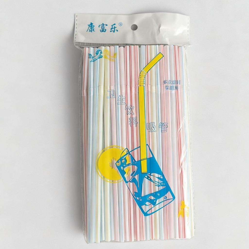 Disposable Color Elbow Plastic 100-Pack Straw Can Be Bent To Lengthen Juice Beverage Milk Tea Soy Milk Straw