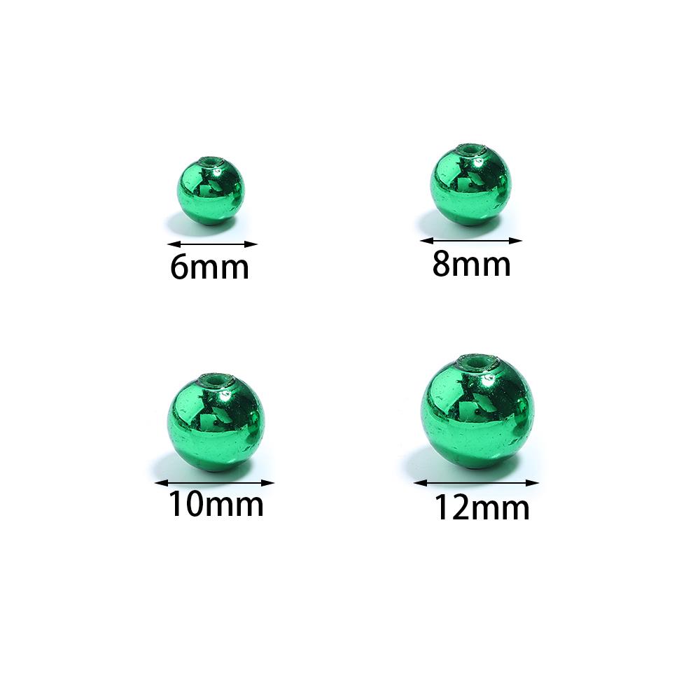 50-200pcs Acrylic Christmas Beads 6 8 10 12mm Red Green Color Round Loose Spacer Beads For DIY Jewelry Making Bracelets Necklace