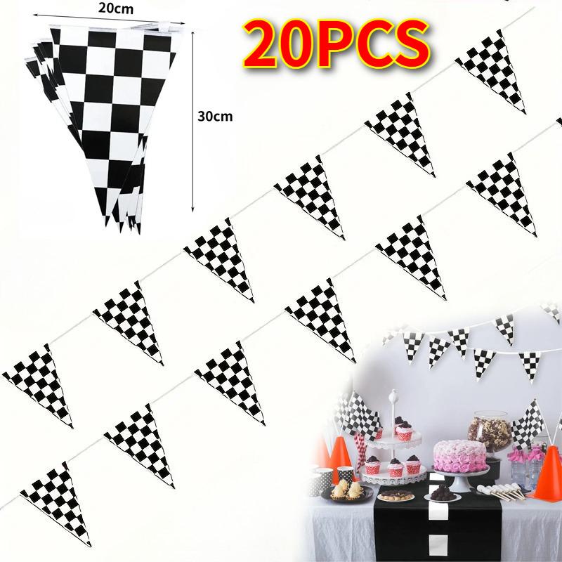 Racing Pennant Banner Race Car Birthday Decor Party Flag Banner Bunting Pennant Garland Flag Kids Party Favors Hanging Supplies