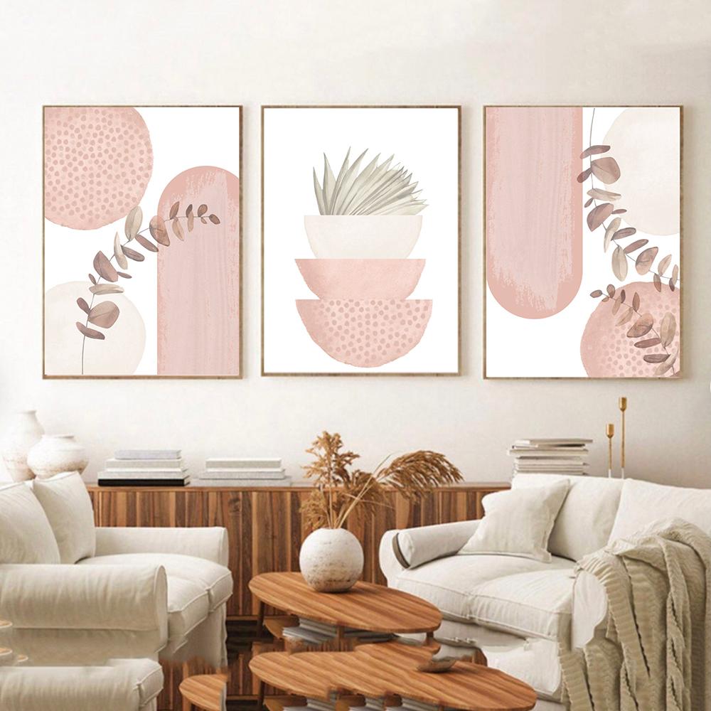 

Boho Румяна Розовая Форма Геометрия Растение Абстрактная Настенная Живопись Холст Плакат
