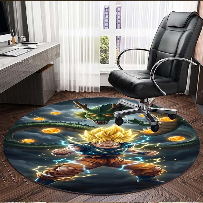 DRAGON BALL Print Round Rug, Washable Floor Carpet, For Entryway Dorm Laundry Room Office Study, Home Decor Birthday Christmas Gift