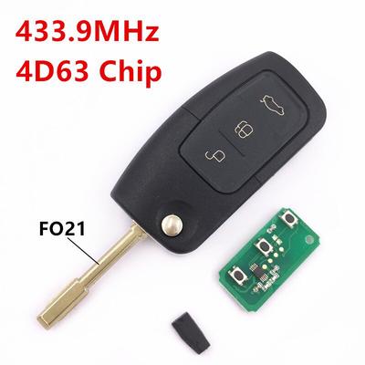 Flip Remote Key for  Fiesta KA Mondeo Focus C-Max S-Max Galaxy Car Keyless Entry /4D63 Chip /433.9Mhz/FO21