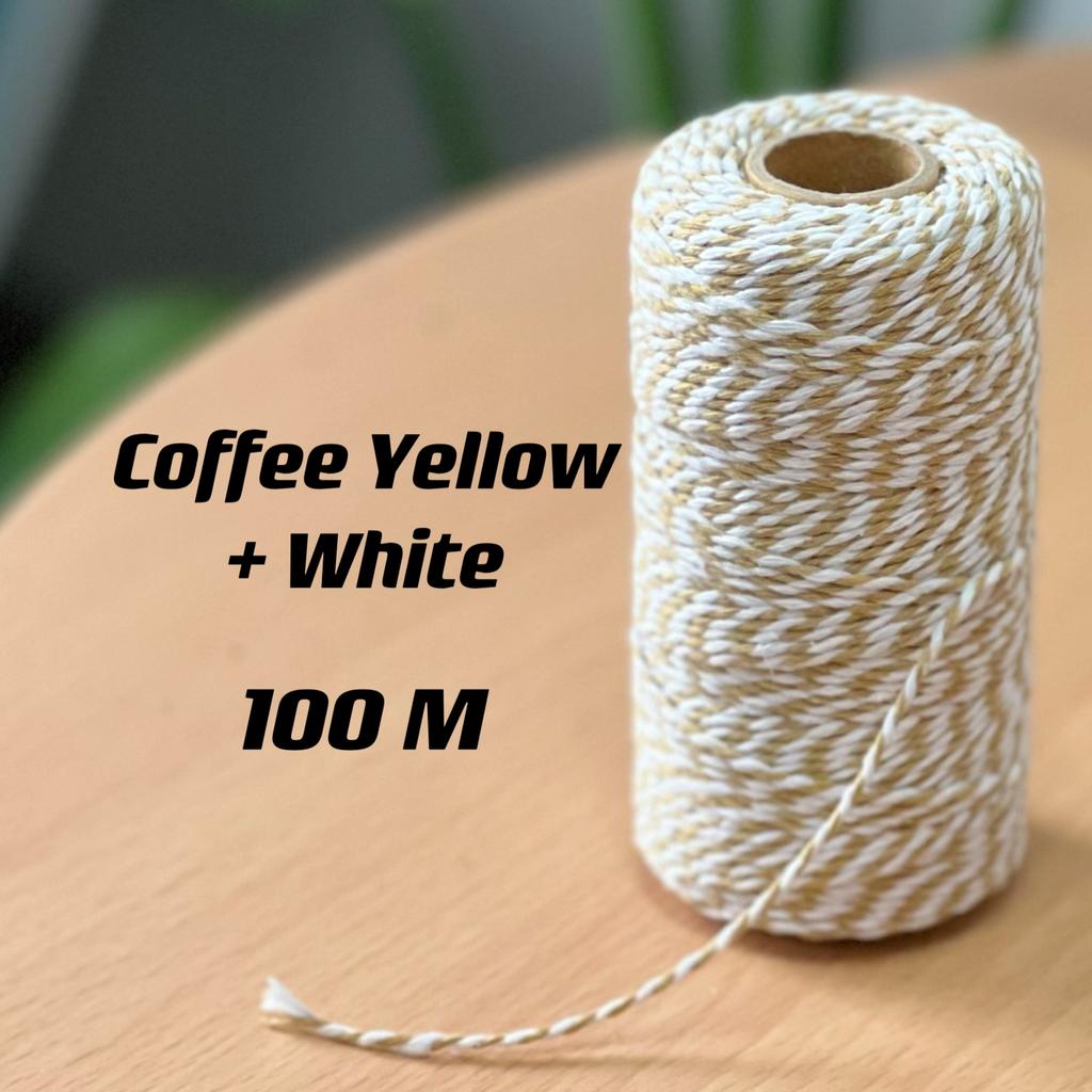2mm 100m Macrame Cotton Rope Twisted Jute Colored Cotton Two-Color Rope Process For Wall-Mounted Gift Packaging DIY Wedding Deco