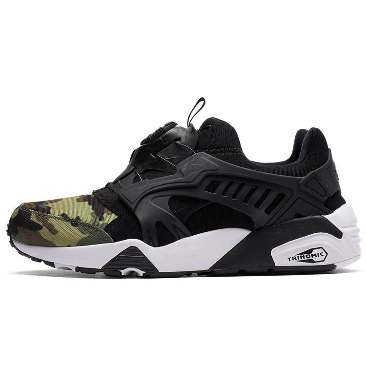 Puma Disc Blaze Camo Textile Sports Shock Absorbing Durable Low Top Lifestyle Sneakers Unisex sneakers Black Green White 363765-01