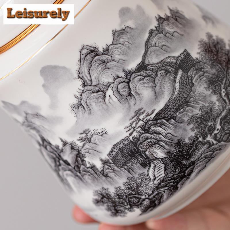 750ml Chinesische Landschaftsmuster Tee-Dosen-Organizer Feuchtigkeitsdicht Ästhetischer Vorratsbehälter Tee-Dose Teegeschirr Dekoration