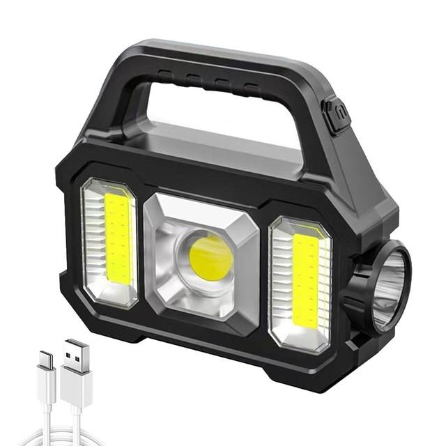 USB Rechargeable Flashlight Waterproof COB/LED Torch Light Portable Powerful Lantern Solar Light for Camping Hiking