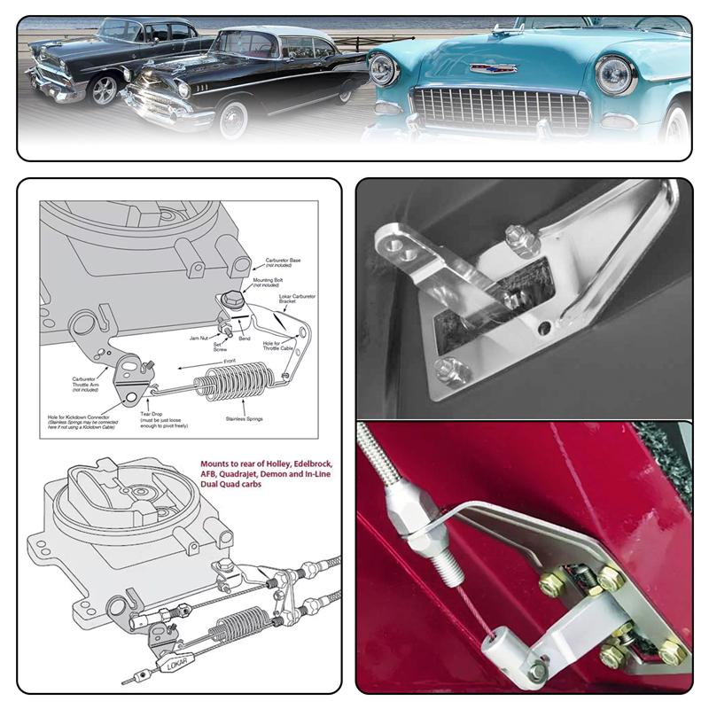 Stainless Steel Universal 24"/36'' Throttle Gas Cable & Spring Set Street Hot Rod Performance For Ford Chevy Silver