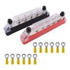 Bus Bar Marine 12V-48V Power Distribution Block with Cover with 6 x 1/4” (M6) Post Battery 12V Bus Bar for Car Boat Marine