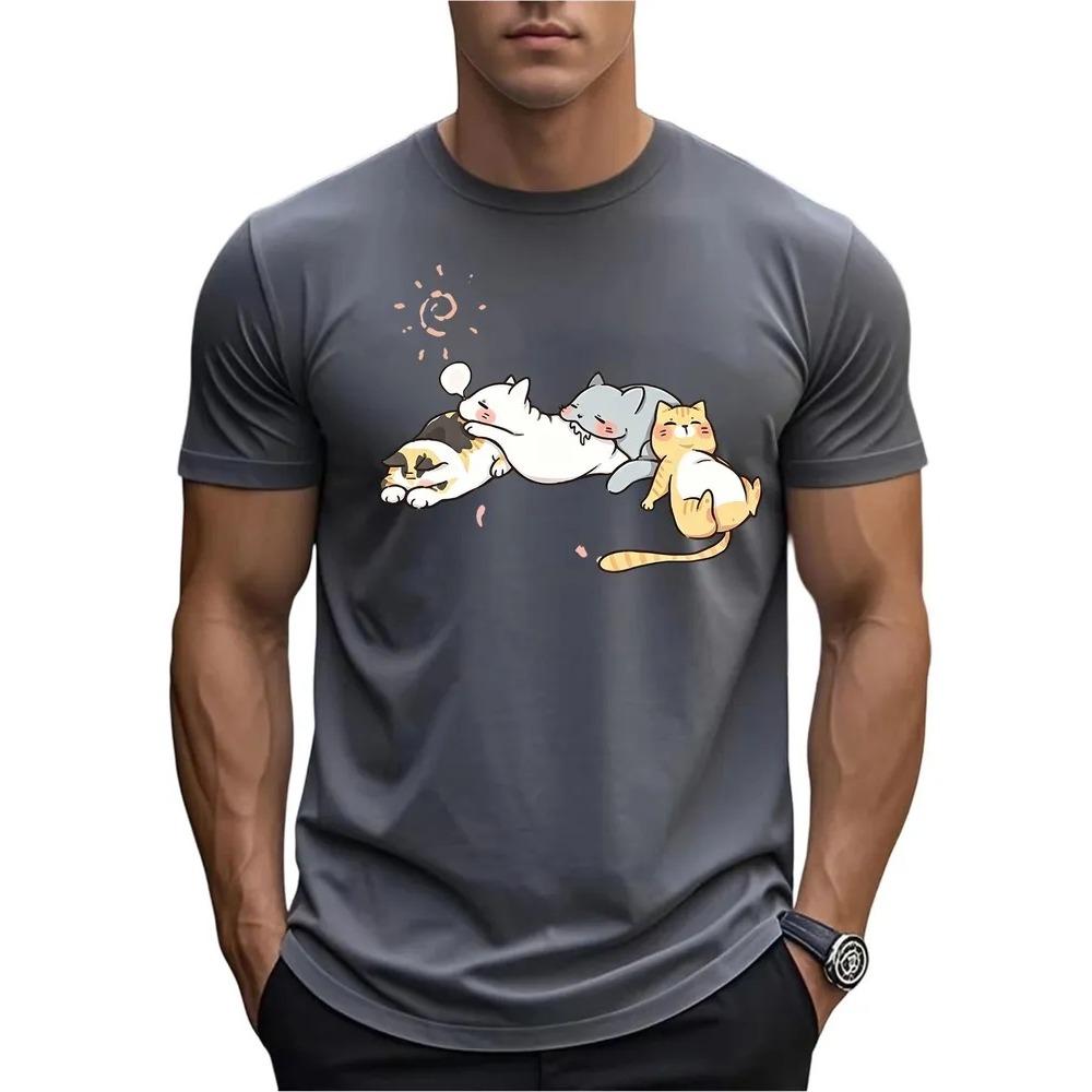 Creative Letter Animal 3D Print Short Sleeve T-shirt Summer Comfortable Fashionable Breathable Plus Size Casual Versatile Sports Men's T-shirt