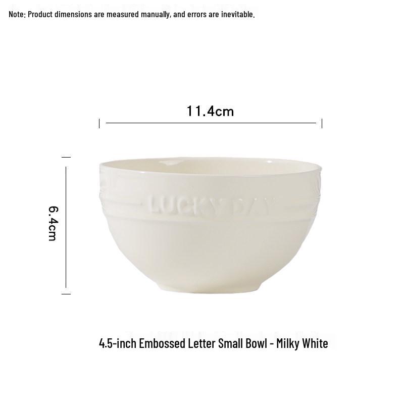 Cream Aesthetic Embossed Ceramic Tableware Set: Rice Bowl, Dish Plate, Fish Plate, Soup Bowl, Noodle Bowl.