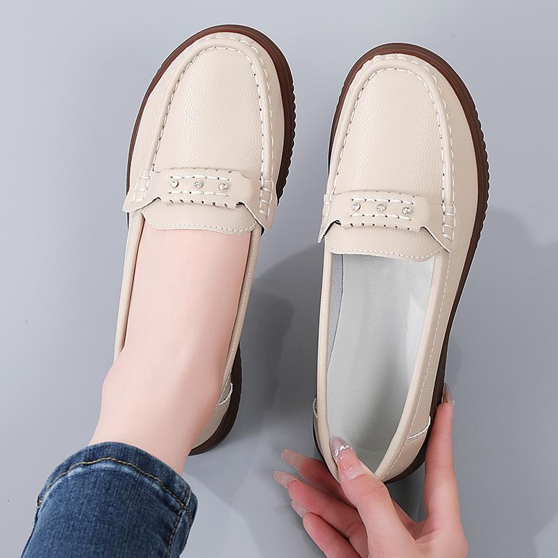 Women Black Moccasins Driving Shoes Flats White Casual Nurse Loafers Grey Minimalist Maternity Shoes Large Size