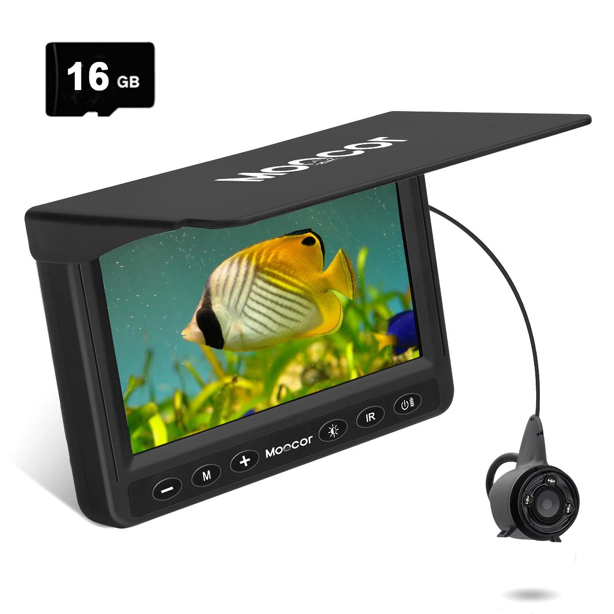 

Подводная видеокамера для рыбалки MOQCQGR с инфракрасным светом, камера для зимней рыбалки 480P, эхолот 15 м, аккумулятор 5000 мАч