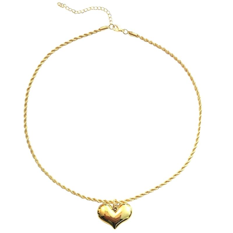

Sweet Heart Pendant Necklace Fashion Statement Choker Simple Braided Rope Collar Necklace Party Jewelry Clavicle Chain 1 золотий