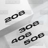 VZQR9 Autoaufkleber für Peugeot 208 308 408 508 2008 3008 4008 5008 Glänzend Schwarz Heckklappen-Emblem Metall 3D-Aufkleber Karosserie-Aufkleber Dekor