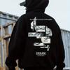 Men's Hoodie with Ripped Greek God David's Face Collage, Inspirational Dream Text and Pattern, Hip-hop Style Sweatshirt