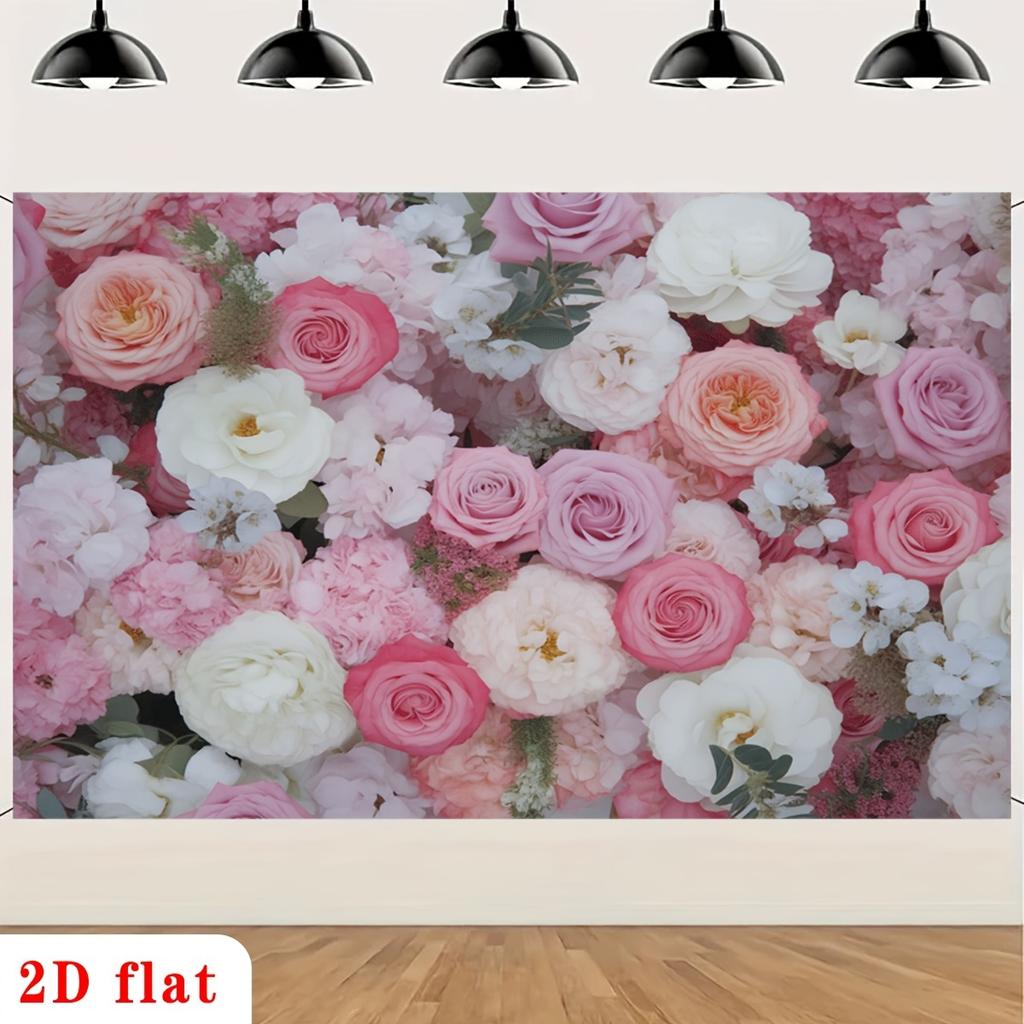 1Pcs Pink White Rose Peony Decoration Background Winter Backdrop Decorations For Photo Studio Photo Booth Christmas Party