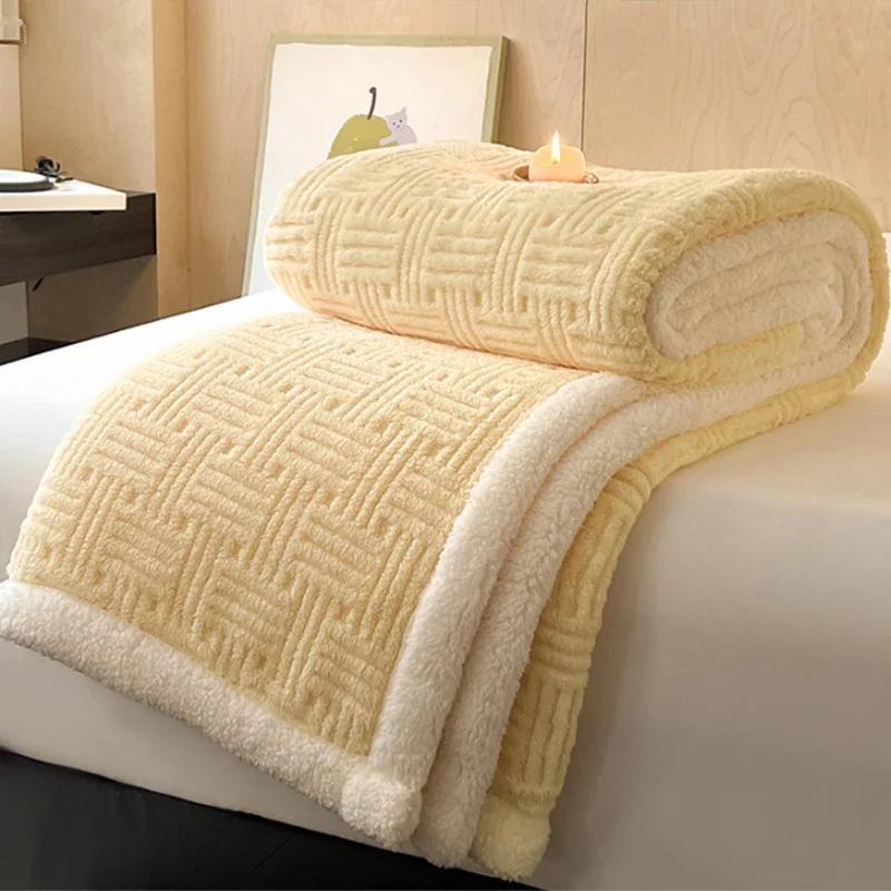 2026 Autumn Winter Blanket Thickened Tuff Lamb Velvet Blanket for Bed Soft Fluffy Warm Sofa Blankets Office Sofa Bedding Blanket