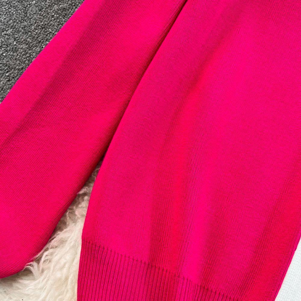 JPNTKY Fashion Set: Long-sleeved, Contrasting Color, V-neck Knitted Cardigan, Two-piece Set, High-waisted, Straight-leg, Wide-leg Pants