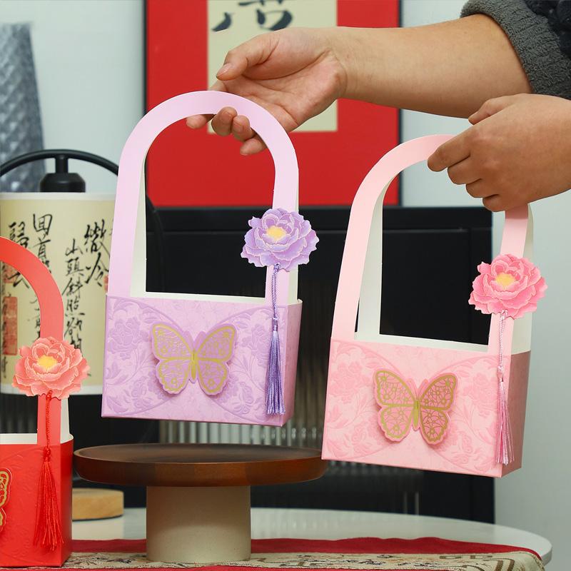 3Pcs/Set Butterfly Flower Box Carton Bouquet Wedding Party Decoration Flower Basket Gift Bag Valentine's Day Packaging Handheld