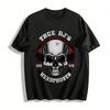 Cool DJ Skull Headphone Print Casual Short Sleeve T-Shirt Pure Cotton T-shirt