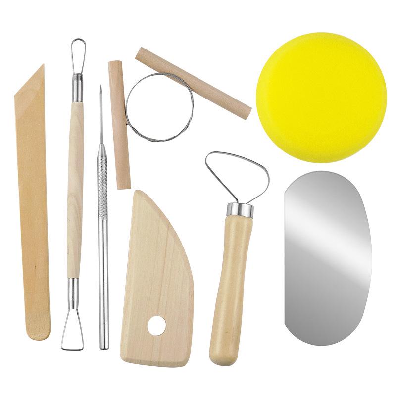 8-Piece Wooden Pottery & Clay Sculpting Tool Set for Beginners