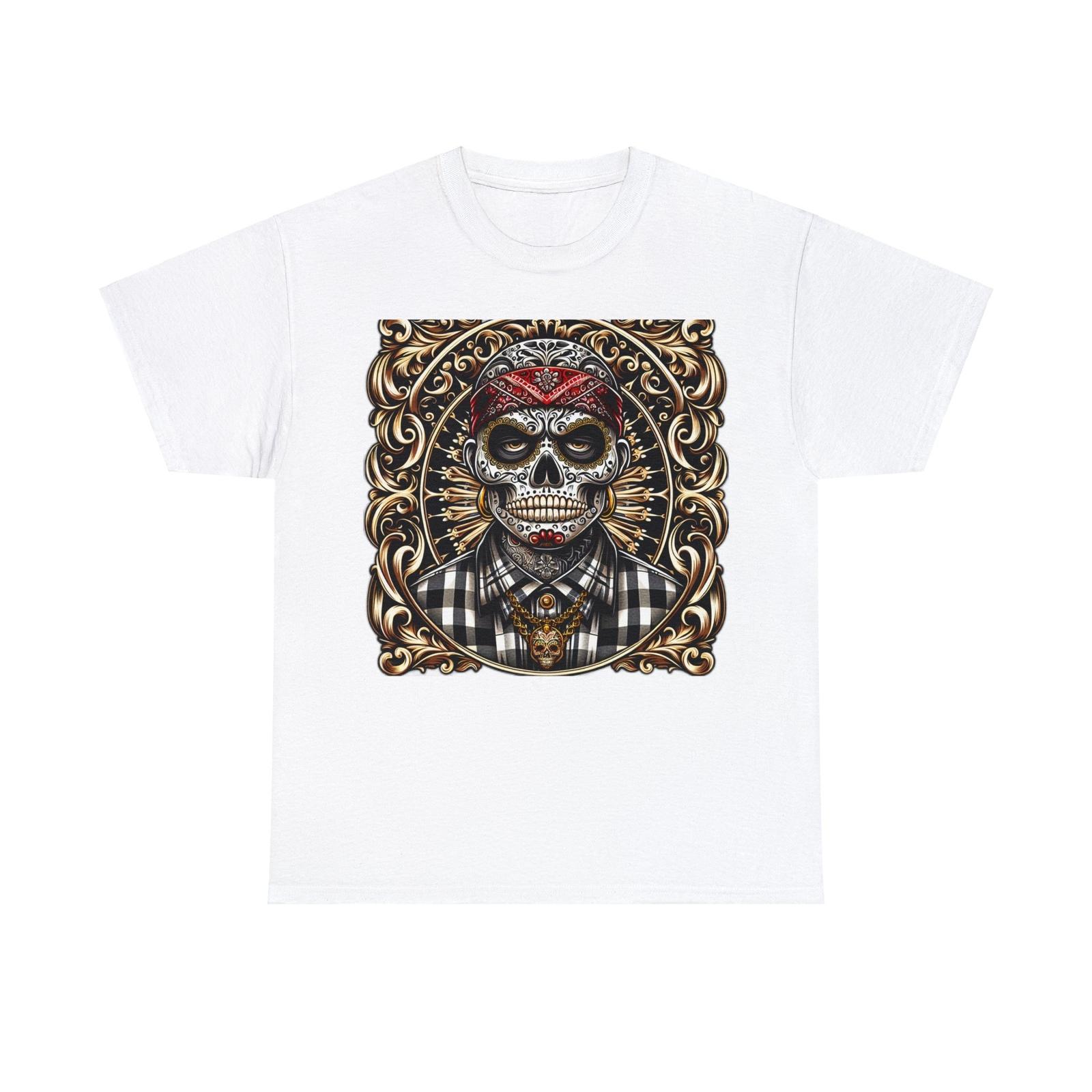Unisex Adult T Shirt Sugar Skull Graphic Tee Artwork Chicano Homie Gangster Cool S