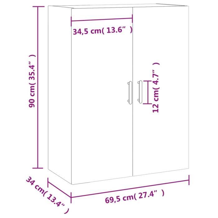 VidaXL Buffet Sonoma Grey 34.5x34x90 Cm Engineered Wood 828554