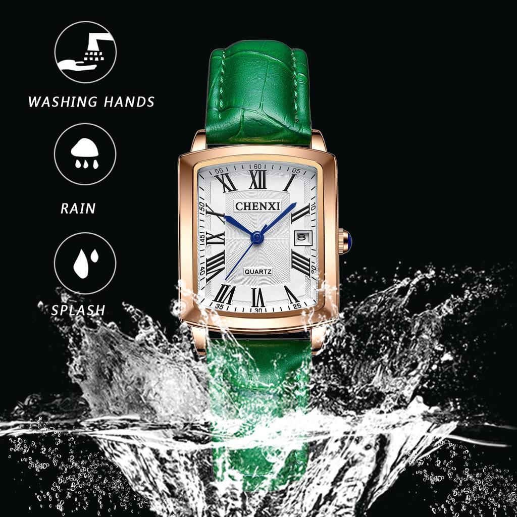 Leather Roman Analog 3ATM Water Square Popular Antique Perfect for or Day Ladies' Watch, Strap, Numerals, Display, Calendar, Resistance, Shape, Style,