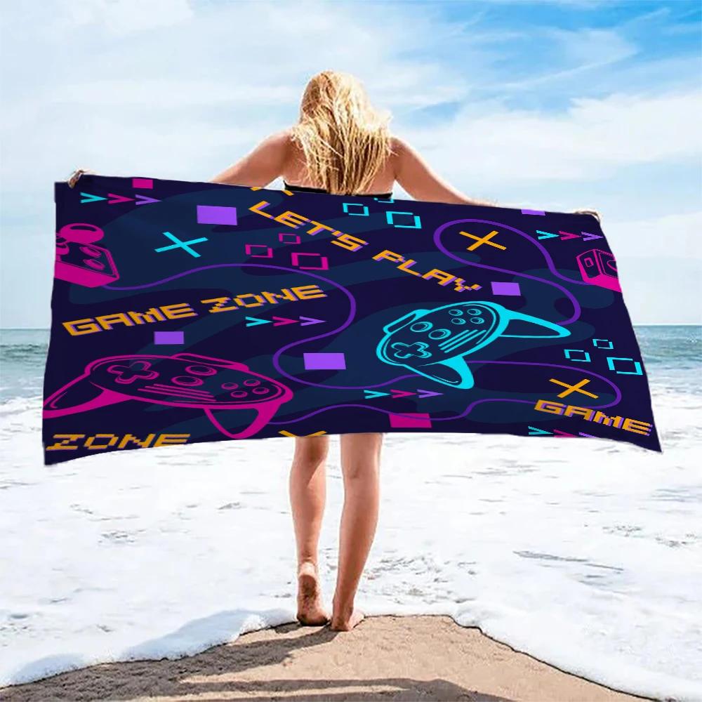 

Gamer Beach Towel 3D Printed Anime Lightweight Microfiber Anti-Sand Absorbent Quick-Drying Bath Towel For Bachelorette Party W30*H60(CM)