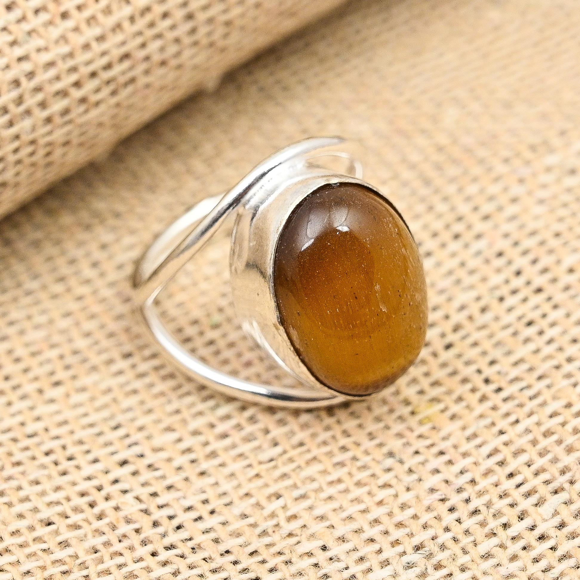 

Кольцо из стерлингового серебра 925 пробы с драгоценным камнем тигрового глаза ручной работы на Рождество 4 жёлтый