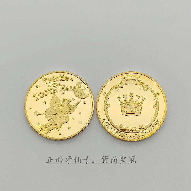 Dental Creative Tooth Fairy Shape Commemorative Coin Gold Plated Souvenir Coin for Children Kids Baby Dentistry Clinic Gifts