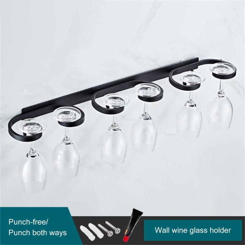 Set of 2 Under Cabinet Wine Glass Hangers Elegant Metal Stemwares Rack Wall Mounted Glass Holder for Kitchen Bars