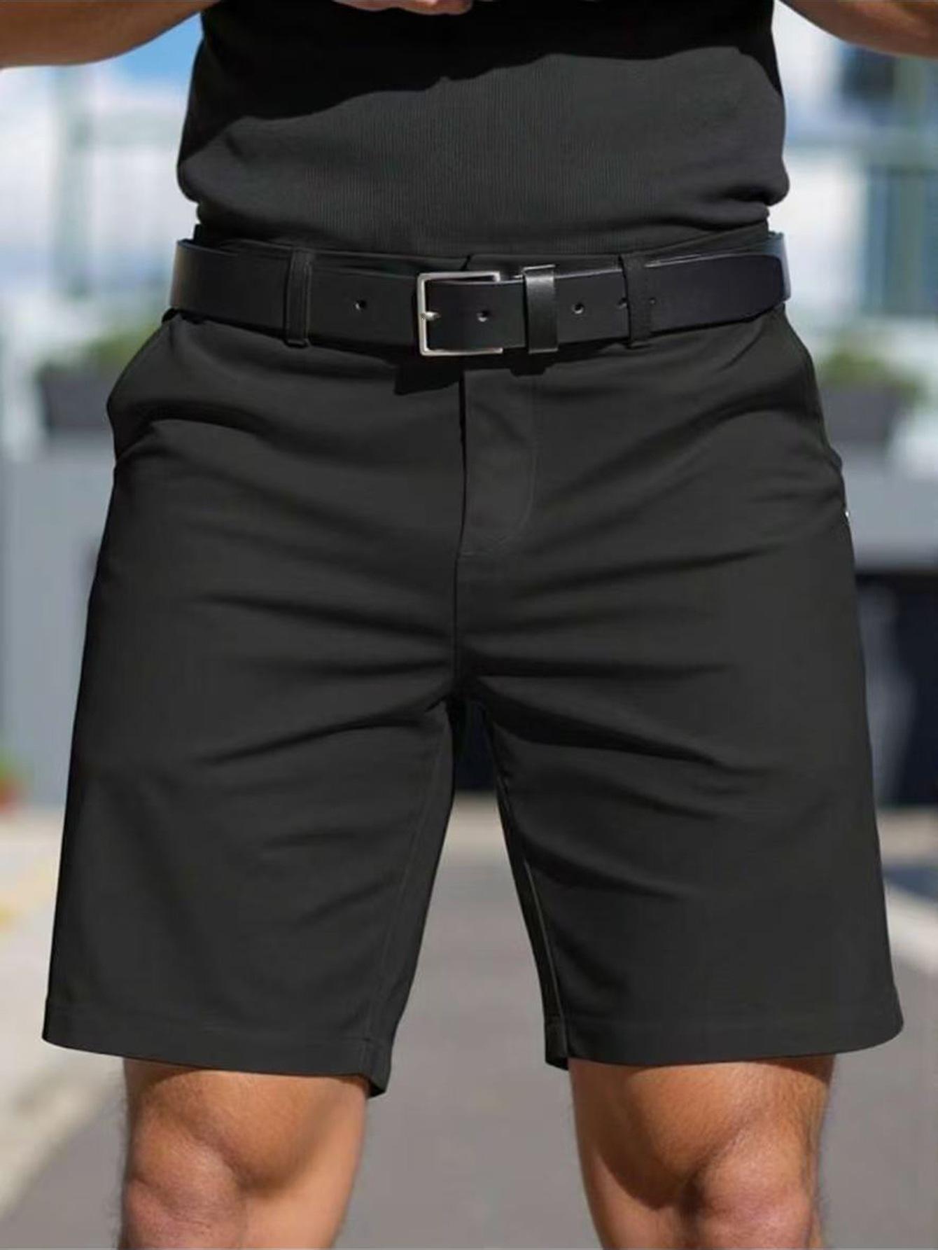 Men Solid Color Thin Quick Dry Summer Casual Business Sports Five Inch Shorts S