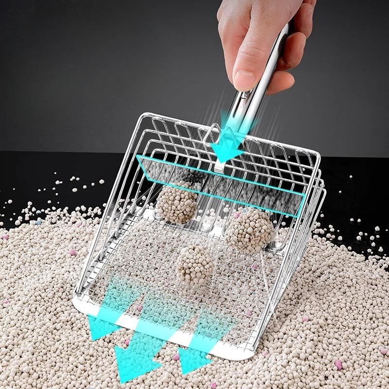 Metal Cat Litter Spatula, Large and Small Hole Cat Litter Spatula, Bentonite Tofu Cat Litter, Mineral Litter, Push-pull Poop Spatula