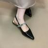 Fashion Retro Rhinestone Strap Women's Shoes Back Empty Pointed Toe Design Sense Baotou Sandals