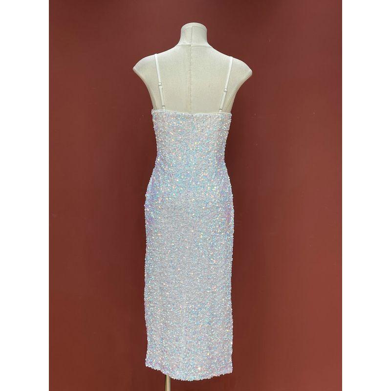 Fall 2024 Export Single NastyGal Heavy Industry Velvet Sequin Mermaid Enchantress High Slit Dress Dress