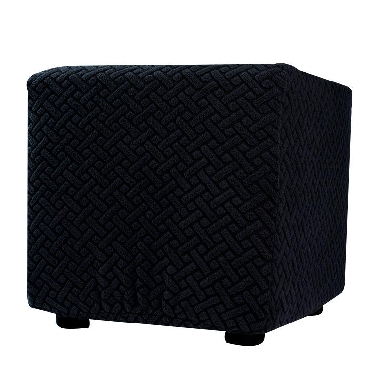 S/M/L Solid Color Jacquard Stretch Ottoman Stool Cover Washable Square Stool Covers All-inclusive Under Desk Footrest Slipcovers