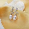 LSOOYH Natural Freshwater Pearl Earrings Choker For Women Casual Jewelry Pearl Bohemia Leaf Earrings