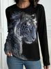 Autumn Leopard 3D Print Long Sleeve T-Shirt Women's Casual T-shirts Fashion Oversized Tops Y2K Tees Streetwear Female Clothing