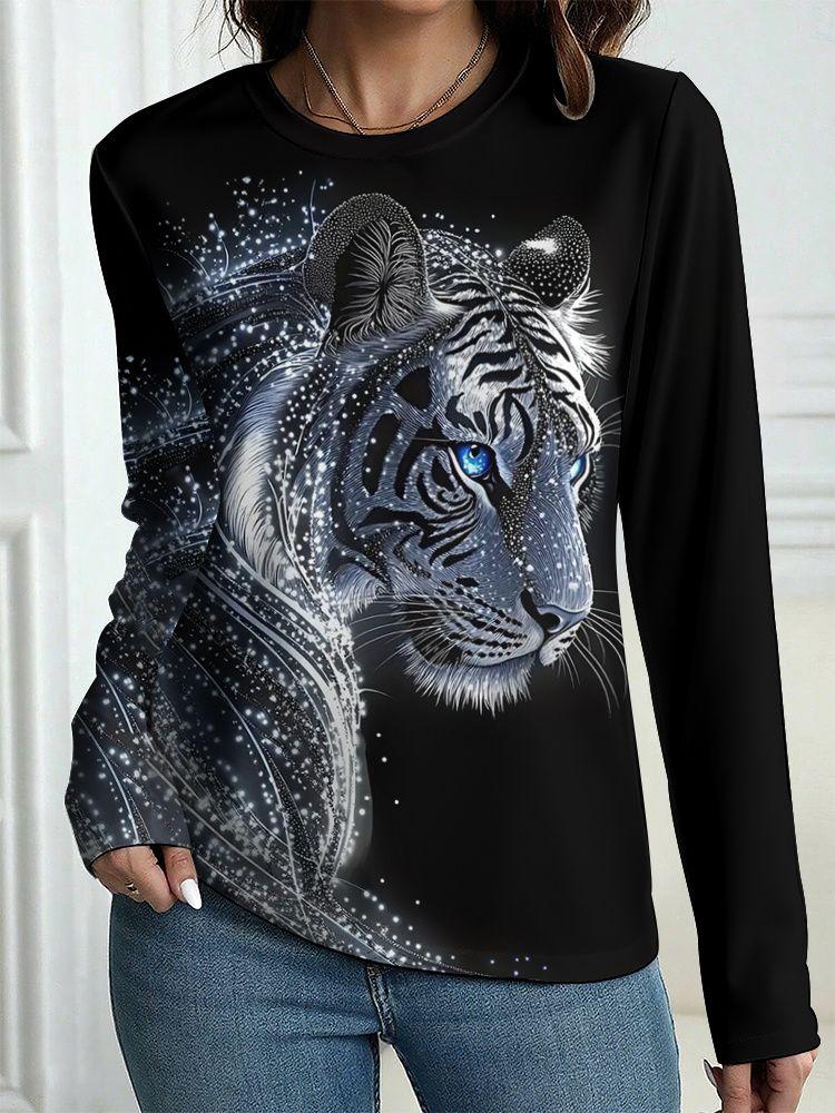 Autumn Leopard 3D Print Long Sleeve T-Shirt Women's Casual T-shirts Fashion Oversized Tops Y2K Tees Streetwear Female Clothing