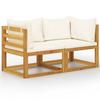 Garden Bench - EXCLUSIVE HOUSE - 2-seater - Solid Acacia - Padded Cushions - Cream White Oiled Finish