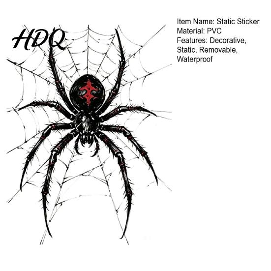 Glass Door Static Clings Halloween Spider Window Clings PVC Waterproof Web Decals Black Wall Decor Removable Spooky Stickers for Indoor Outdoor