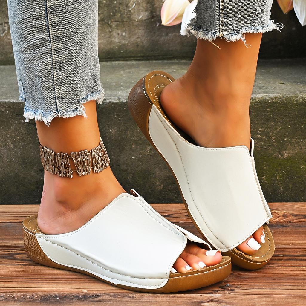 Fashion Women Wedge Slippers Summer Comfortable Buckle Woman Shoes Lightweight Fashion Slippers Open Toe Breathable Sandals Slides Women