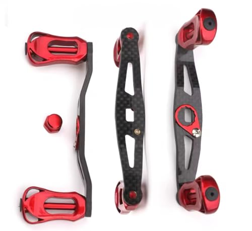 

No-brand reel handle for Daiwa 95mm carbon fiber baitcasting reels, Abu Garcia custom replacement part, red