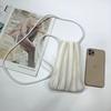 Korean Style Women's Pleated Single Shoulder Mini Crossbody Bag - Soft Leather, Versatile, Stylish Phone Carrier.
