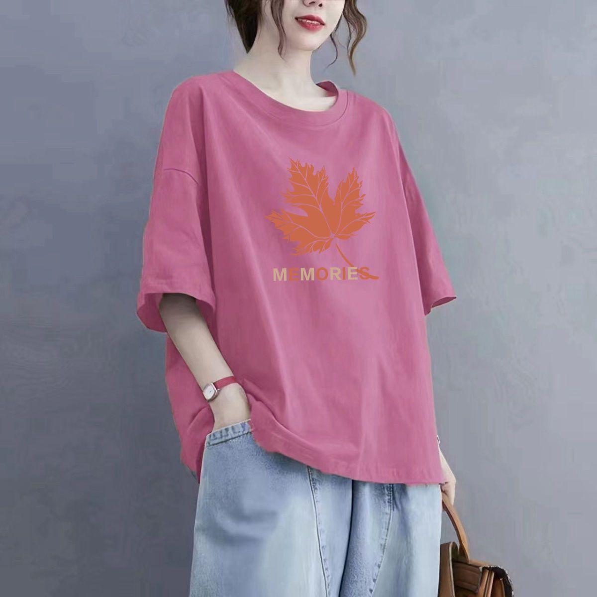 

Футболка из хлопка с короткими рукавами, женская летняя, большого размера, свободная, модная, повседневная, с короткими рукавами 2XL